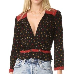Free People Where We Roam Surplice Wrap Front Top XS
